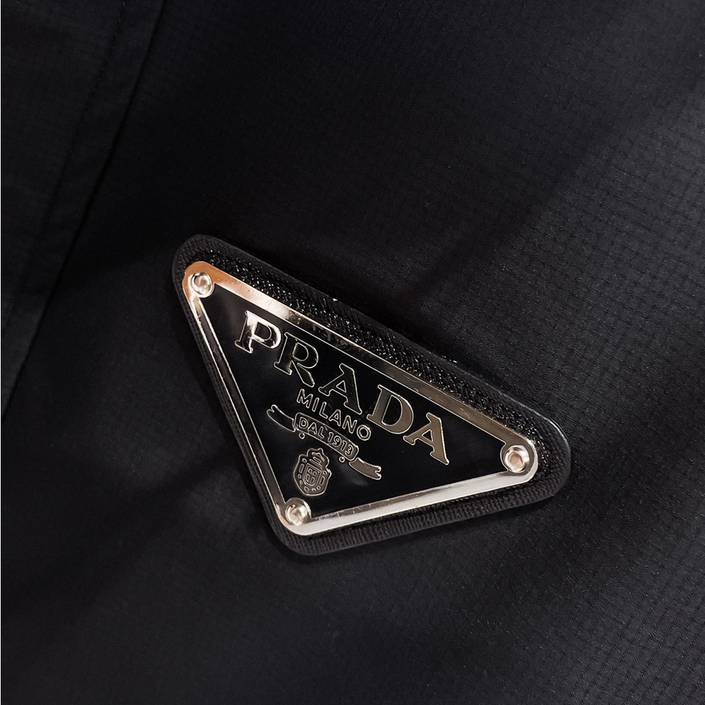 Prada Black Raincoat with Burgundy Trim and Hood - Picture 7 of 14